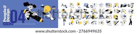 People and design. Vector illustrations of people in various graphic and web design development activities. Concepts for graphic and web design, social media, business and marketing material.