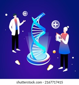 People are developing new drugs, technology medical treatment, vector isometric illustration