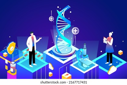 People Are Developing New Drugs, Technology Medical Treatment, Vector Isometric Illustration