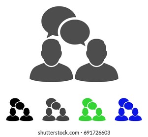 People Dialog flat vector pictogram. Colored people dialog, gray, black, blue, green pictogram variants. Flat icon style for web design.