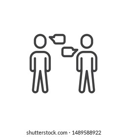 People with dialog speech bubble line icon. discussion linear style sign for mobile concept and web design. Speaking people outline vector icon. Symbol, logo illustration. Vector graphics