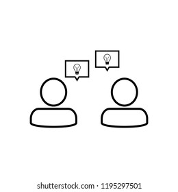 people, dialogue, lamp, vector icon, illustration