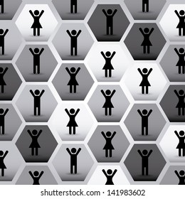 people and diamonds over gray background vector illustration