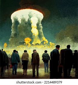 Menschen sterben bei einer nuklearen Explosion. Das Konzept des Atomkriegs.