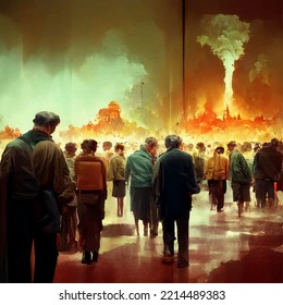 Mueren personas en una explosión nuclear. El concepto de guerra nuclear.