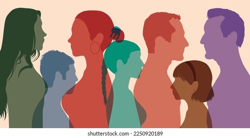 People of different ages. Diversity between people and people talking.