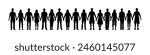 People different ages holding hands together vector silhouette. Human people chain black silhouettes set.	