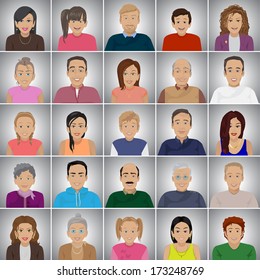 People Of Different Ages - Isolated On Gray Background - Vector Illustration, Graphic Design Editable For Your Design