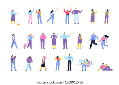 People of different ages and occupations. Male and female characters vector set. Flat vector characters isolated on white.	