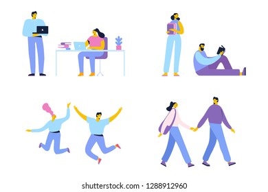 People of different ages and occupations. Male and female characters vector set. Flat vector characters isolated on white.	