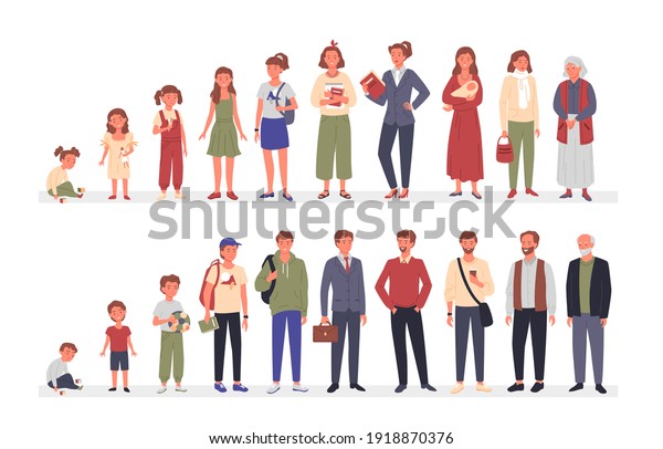 People Different Ages Vector Illustration Set Stock Vector (Royalty ...