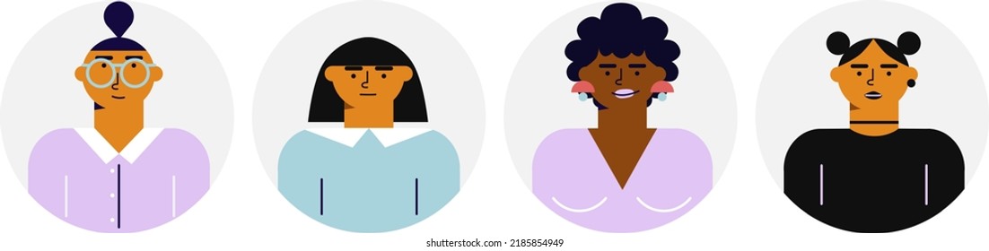 People in different avatars. Profile icons set including men and women. Icons for games, online communities, web forums. Vector illustration in cartoon flat style