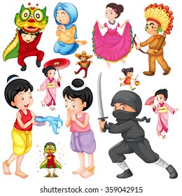 People in different costume based on culture illustration
