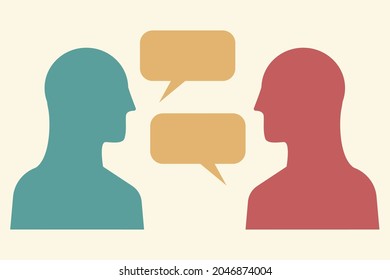Personas de diferentes culturas que hablan el mismo idioma. Ilustración digital de diseño plano. Vector.