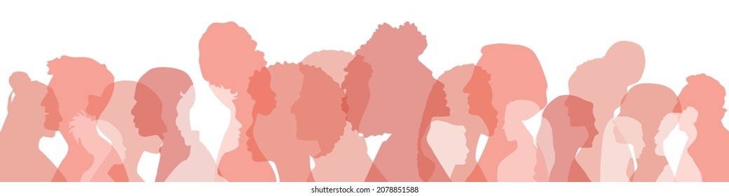 People of different ethnicities stand side by side together. Flat vector illustration.	