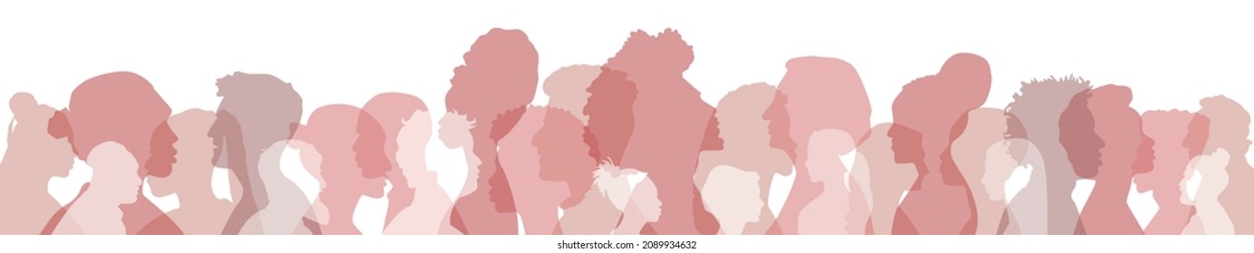 People of different ethnicities stand side by side together. Flat vector illustration.	