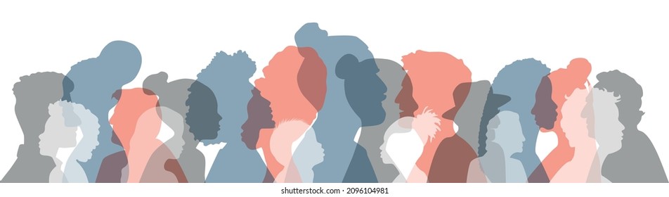 People of different ethnicities stand side by side together. Flat vector illustration.