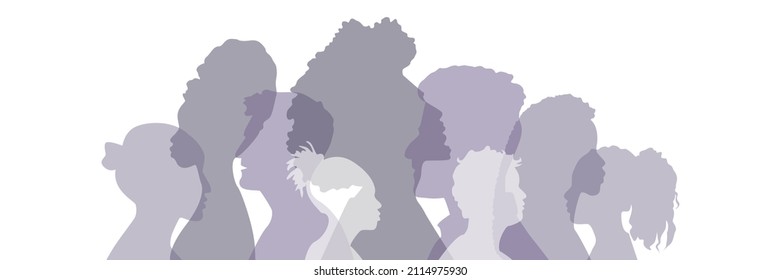 People of different ethnicities stand side by side together. Flat vector illustration.	