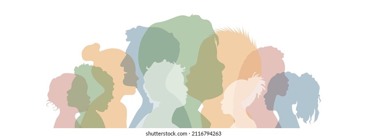 People of different ethnicities stand side by side together. Flat vector illustration.	