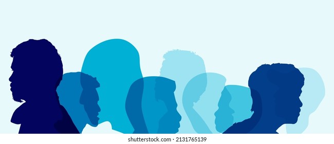 People of different ethnicities stand side by side together. Flat vector illustration.