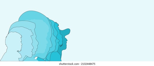 People of different ethnicities stand side by side together. Flat vector illustration.