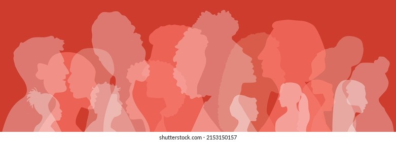 Menschen unterschiedlicher ethnischer Herkunft stehen Seite an Seite. Flache Vektorgrafik.
