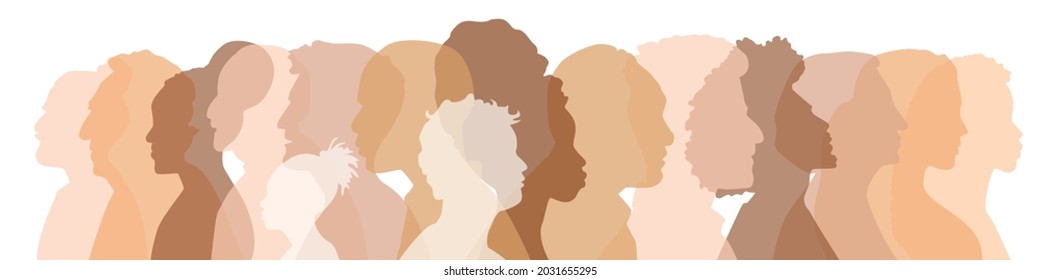 People of different ethnicities together. Flat vector illustration.