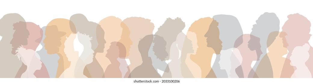 Menschen unterschiedlicher ethnischer Herkunft zusammen. Flache Vektorgrafik.	