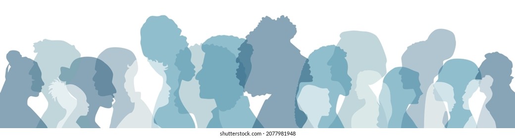 People of different ethnicities together. Flat vector illustration.