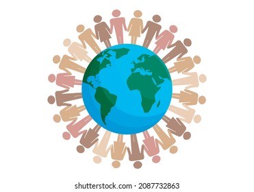 People of different ethnicities united around the earth.