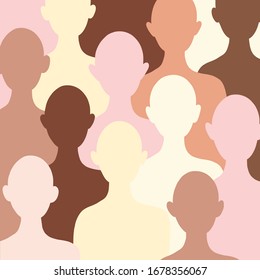 С Völker unterschiedlicher ethnischer Herkunft.   Vektorillustration auf männlichen oder weiblichen Silhouetten . Modelmuster Fashion Industry. Rasse.