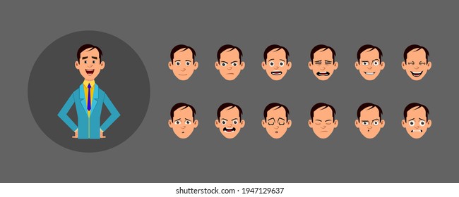 People with different facial expression set.  Different facial emotions for custom animation, motion or design.