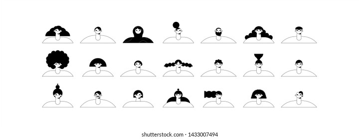 People with different hairstyles. Vector illustration flat design. Use in web projects and applications.