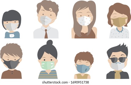 People with different kind of masks