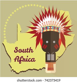 People of different nationalities from different countries on the national background in traditional full clothes South Africa