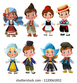 Cartoon Children Traditional Dress Isolated On Stock Vector (Royalty ...