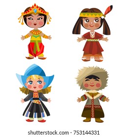 people of different nationalities in traditional dress .vector set