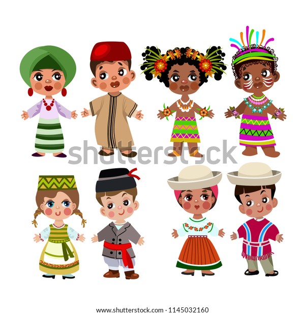 Cartoon People Of Different Nationalities Vector Stock