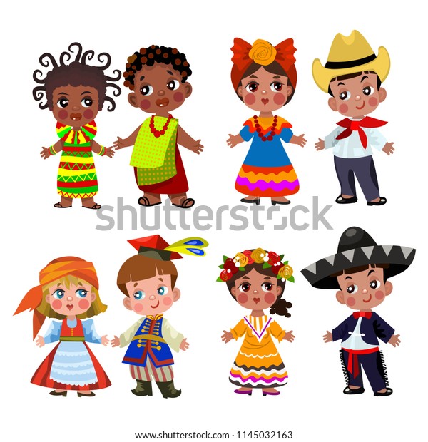 Cartoon People Of Different Nationalities Vector Stock