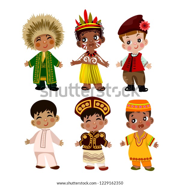 People Different Nationalities Traditional Dress Vektor Stock Vector ...