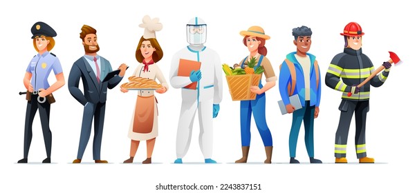 People of different occupation profession characters illustration