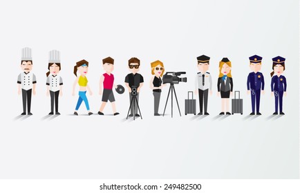 People in Different Occupation Vector Illustration