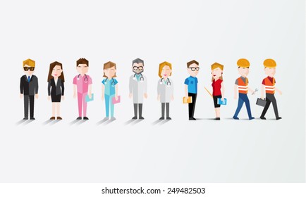 People in Different Occupation Vector Illustration