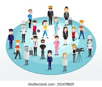 People in Different Occupation Vector Illustration 