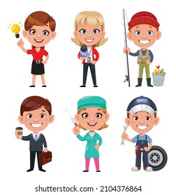 People of different occupations. Cute cartoon characters. 