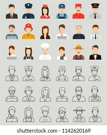 People of different occupations. Professions icons set. Flat design. Vector illustration
