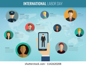 People of different occupations. Professions set. International Labor Day. Flat Vector illustration