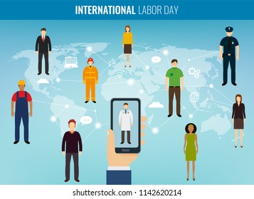 People of different occupations. Professions set. International Labor Day. Flat Vector illustration