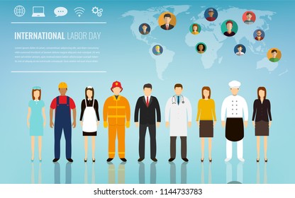 People of different occupations. Professions set. International Labor Day. Flat Vector illustration