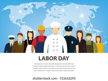 People of different occupations. Professions set. International Labor Day. Flat Vector